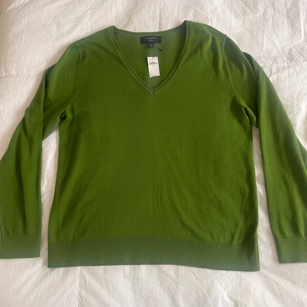Banana Republic Olive V-Neck Sweater